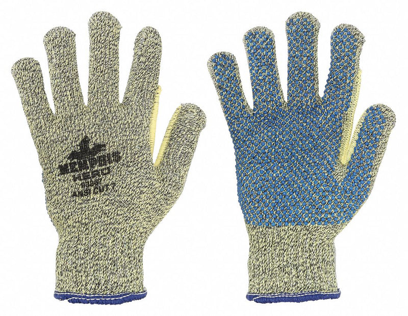 MCR Safety 93867S Cut-Resistant Coated Gloves, S (7), ANSI Cut Level A6, Kevlar, PVC Dotted Palm, 7 ga, 1 PR