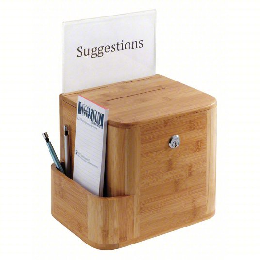 Safco 4237NA Bamboo Suggestion Box 5 1/2 in Top Slot Wd