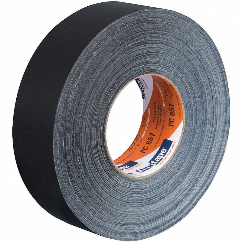 Shurtape PC 657 BLK-48mm x 55m-24 rls/cs Duct Tape, 55m L, Adhesion 104 oz/in, Black