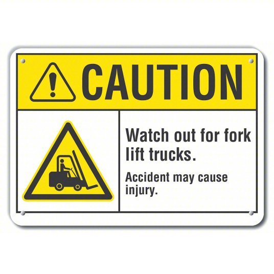 Lyle LCU3-0013-NP_14x10 Caution Sign Plastic, Mounting Holes Sign Mounting, 10 in x 14 in Nominal Sign Size, 0.055 in Thick