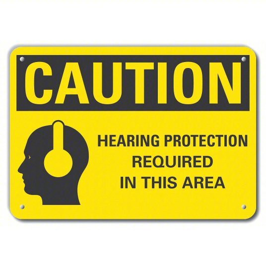 Lyle LCU3-0156-RA_14x10 Reflective Hearing Caution Sign Aluminum, Mounting Holes Sign Mounting, Engineer Grade, Caution