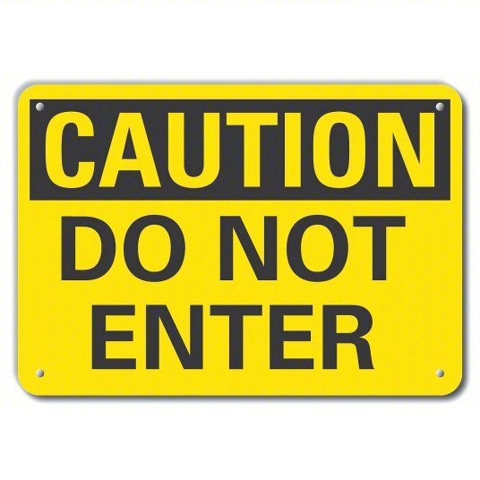 Lyle LCU3-0215-RA_14x10 Caution Sign, 10 in H, 14 in W, Aluminum, Horizontal Rectangle, English