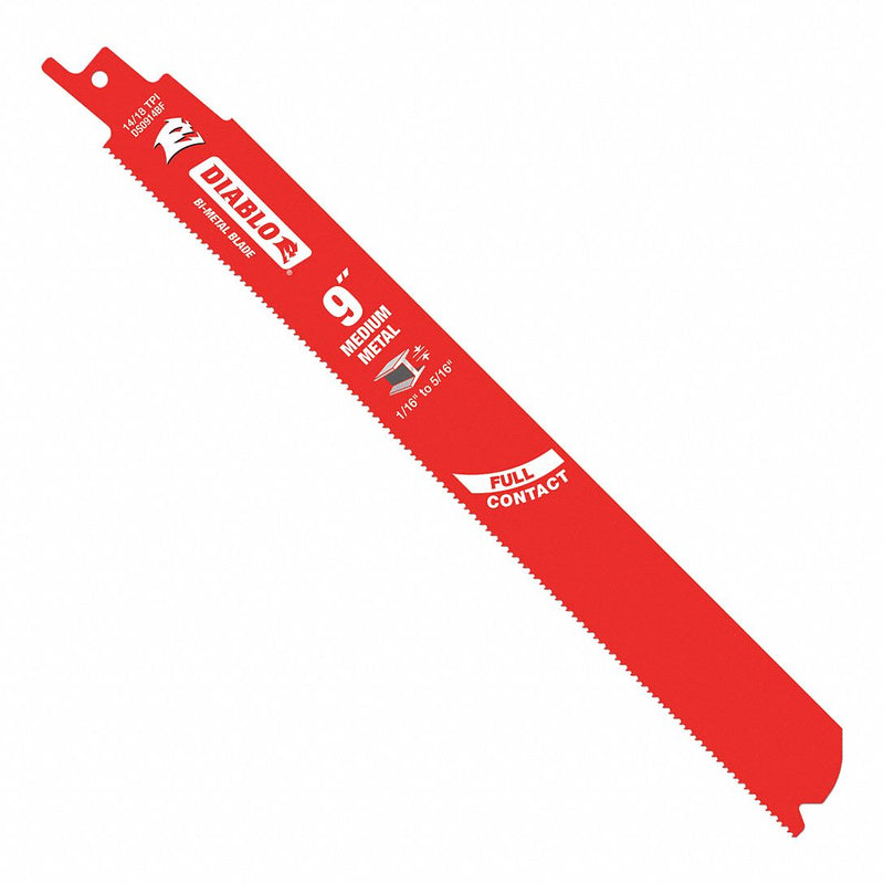 Diablo DS0914BF200 Reciprocating Saw Blade, 9 in, 14/18 TPI, Bi-Metal, 200 PK