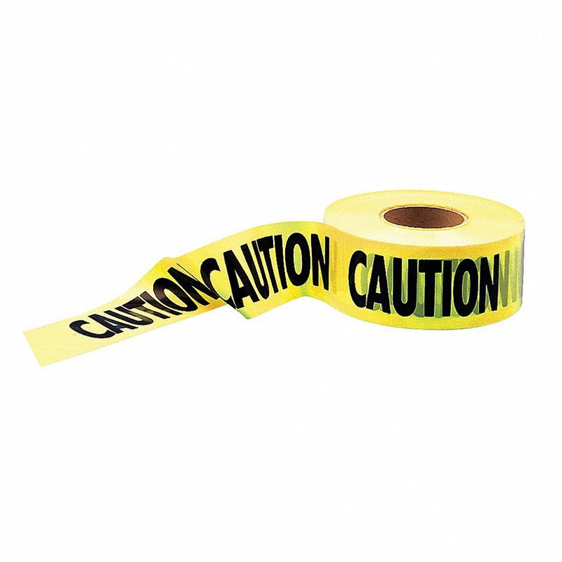 Redwood RW4A416 Barricade Tape, Caution, Yellow, 3 in Wide x 1000 ft Long, Polyethylene, 1.6 mil Thickness