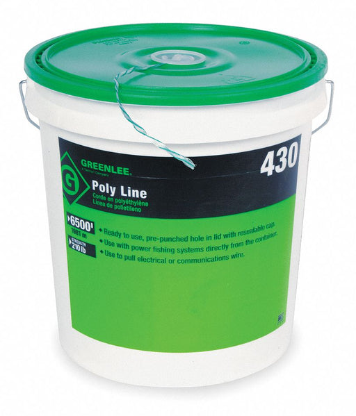 Greenlee 430 Poly Line, For EMT/IMC/Rigid Types, 6,500 ft Lg, 18 in Ht, 12 in Wd, Material Plastic, 390
