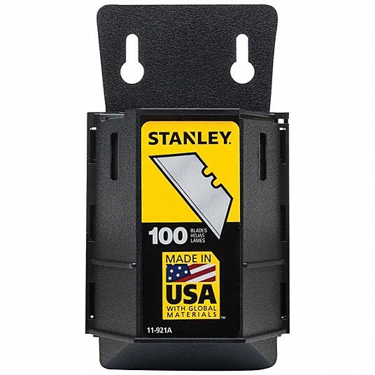 Stanley 11-921A 2-7/16 in. x 3/4 in. x 0.03125 in. Steel 2-Point Utility Blade (100-Pack)