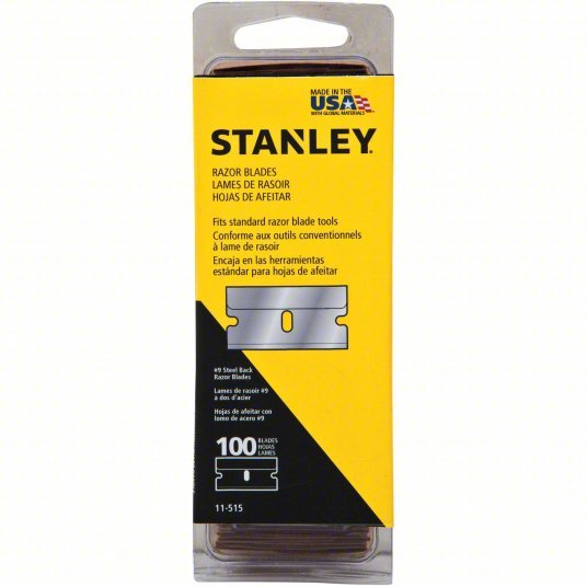 Stanley 11-515 1-1/2 in. x 11/16 in. x 0.015625 in. Steel Razor Blade (100-Pack)