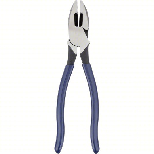 Klein D213-9NE Linemans Plier Flat, 9 3/8 in Overall Lg, 1 5/8 in Jaw Lg, 1 1/4 in Jaw Wd, 5/8 in Jaw Thick, Blue