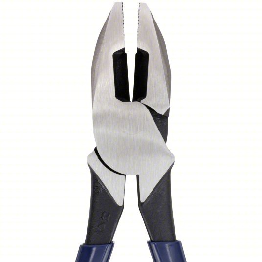 Klein D213-9NE Linemans Plier Flat, 9 3/8 in Overall Lg, 1 5/8 in Jaw Lg, 1 1/4 in Jaw Wd, 5/8 in Jaw Thick, Blue