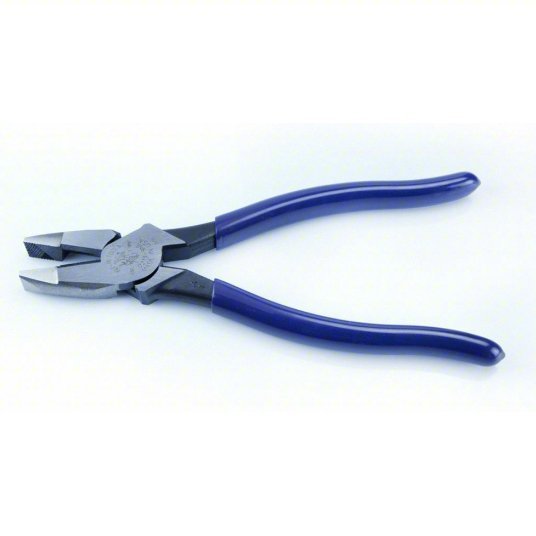 Klein D213-9NE Linemans Plier Flat, 9 3/8 in Overall Lg, 1 5/8 in Jaw Lg, 1 1/4 in Jaw Wd, 5/8 in Jaw Thick, Blue
