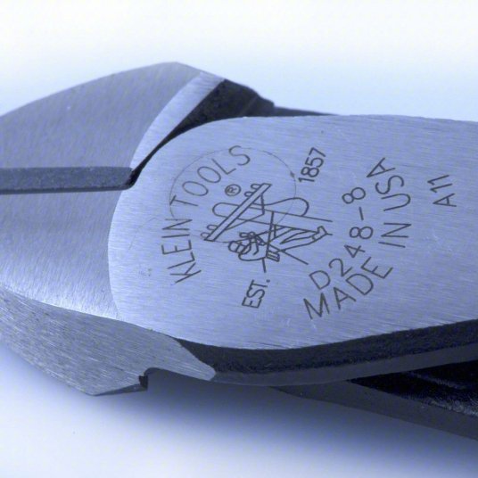 Klein D248-8 High Leverage Diagonal Cutting Plier Std, Straight, Oval, 7/8 in Jaw Lg, 1 1/4 in Jaw Wd, 6 - 8 in