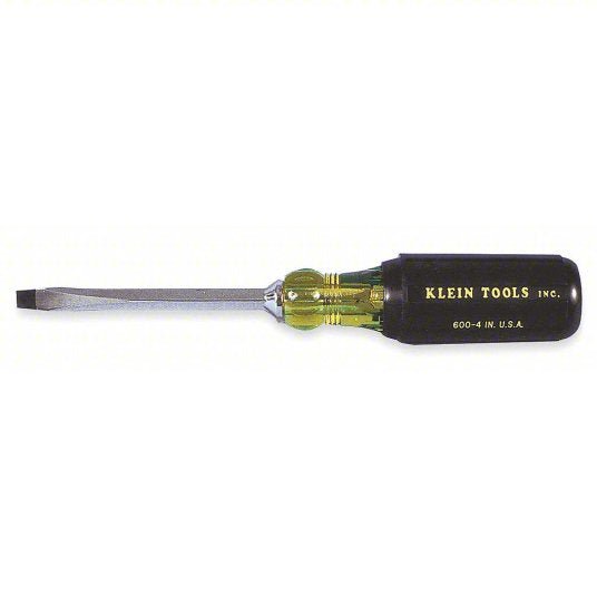 Klein 600-4 General Purpose Slotted Screwdriver 1/4 in Tip Size, 8 1/4 in Overall Lg, 4 in Shank Lg