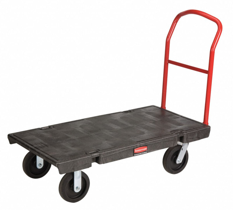 Rubbermaid Commercial FG440300BLA Platform Truck, 1,000 lb, 36 x 24 in, Plastic Deck, Black