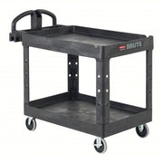 Brute FG452088BLA Utility Cart with Deep Lipped Plastic Shelves 500 lb Load Capacity, 36-3/8 in x 25 in, Black