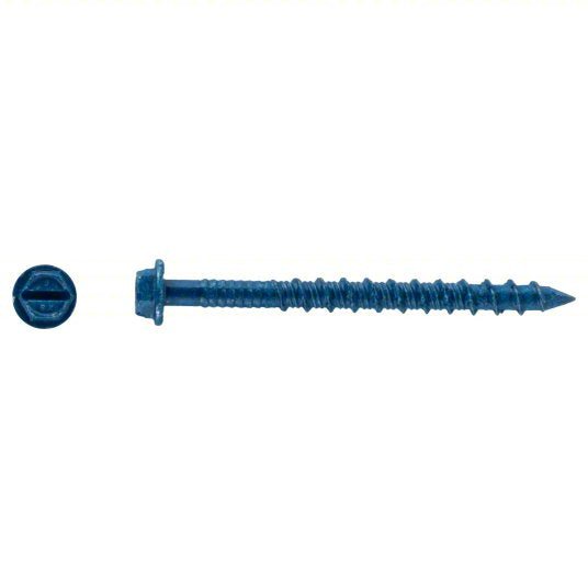 Tapcon 3143407 Masonry Screw, 3/16" Dia., Hex, 2 1/4 in L, Steel Blue Climaseal, 100 PK