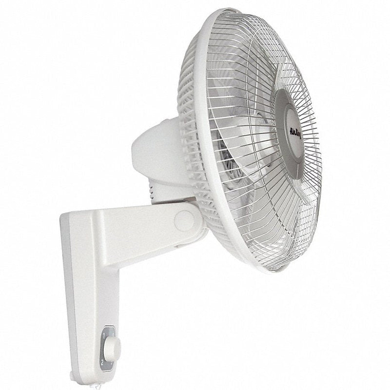 Air King 9012 12" Wall Mount Fan, Oscillating, 3 Speeds, 120VAC, White