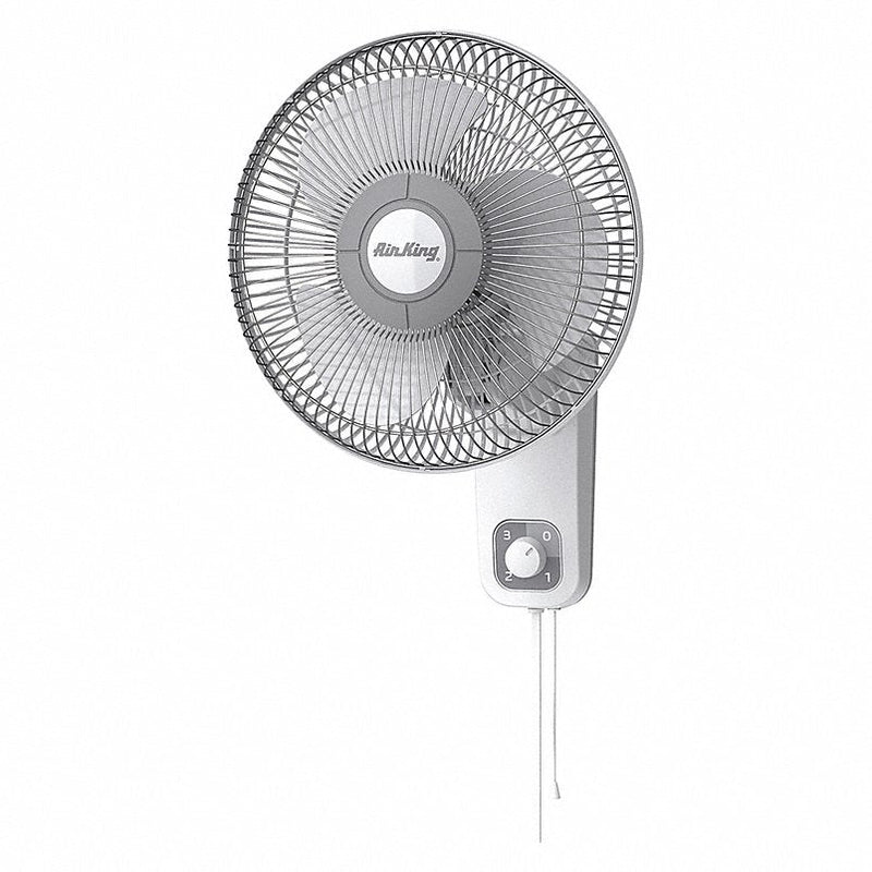 Air King 9012 12" Wall Mount Fan, Oscillating, 3 Speeds, 120VAC, White