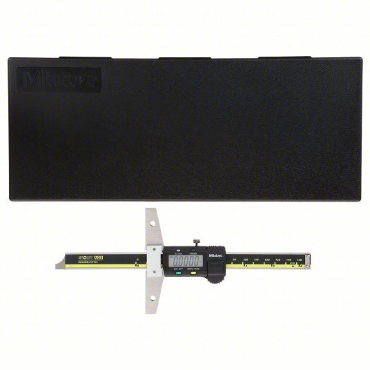 Mitutoyo 571-211-30 Blade-Style Digital Depth Gauge 0 in to 6 in/0 mm to 150 mm Range, IP67, Full Base, Cable