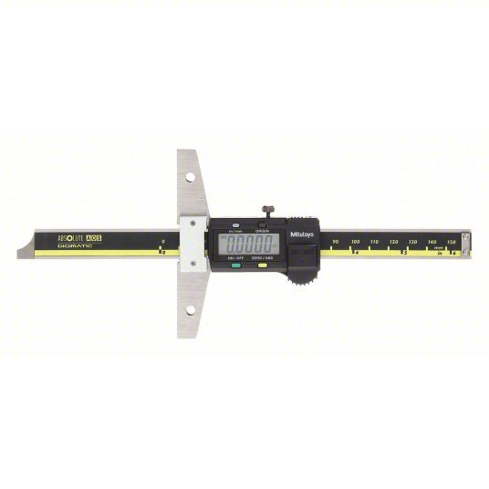 Mitutoyo 571-211-30 Blade-Style Digital Depth Gauge 0 in to 6 in/0 mm to 150 mm Range, IP67, Full Base, Cable