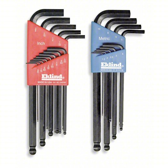 Eklind 13222 Combination Ball-Hex-L Key Set, Sizes 0.050 to 3/8 and Size 1.5 mm to 10 mm (22-Piece)