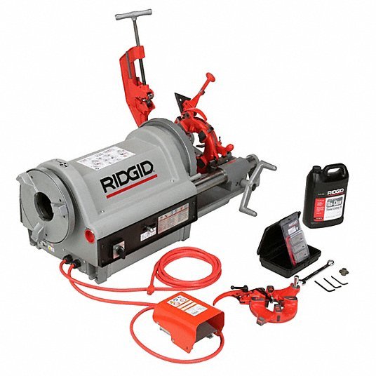 Ridgid 26092 Pipe Threading Machine 1224, For 1/4 in to 4 in Pipe, 1 1/2 hp, Manual Chuck, 2 Speed, NPT