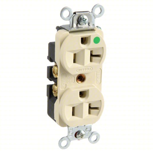 Hubbell HBL8300HI Receptacle 5-20R, 20 A, 125V AC, Ivory, 2 Poles