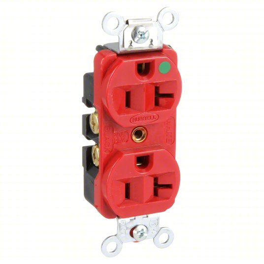 Hubbell HBL8300HRED Receptacle 5-20R, 20 A, 125V AC, Red, 2 Poles