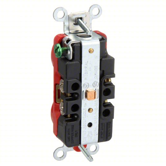 Hubbell HBL8300HRED Receptacle 5-20R, 20 A, 125V AC, Red, 2 Poles