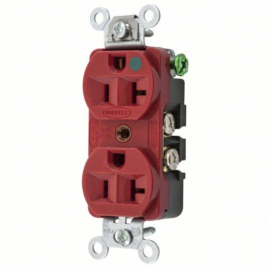 Hubbell HBL8300HRED Receptacle 5-20R, 20 A, 125V AC, Red, 2 Poles