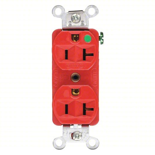 Hubbell HBL8300HRED Receptacle 5-20R, 20 A, 125V AC, Red, 2 Poles