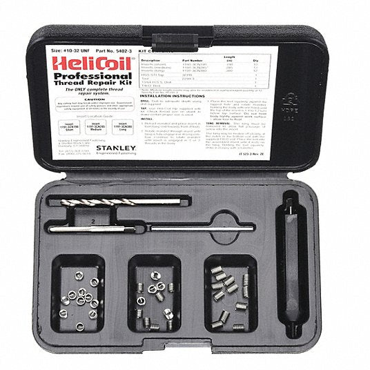 Heli-Coil 5402-4 Thread Repair Kit Tanged Tang Style, Free-Running, 1/4"-28 Thread Size, Stainless Steel