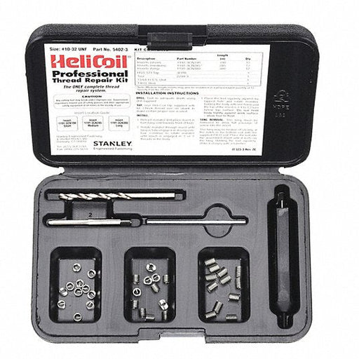 Heli-Coil 5402-4 Thread Repair Kit Tanged Tang Style, Free-Running, 1/4"-28 Thread Size, Stainless Steel