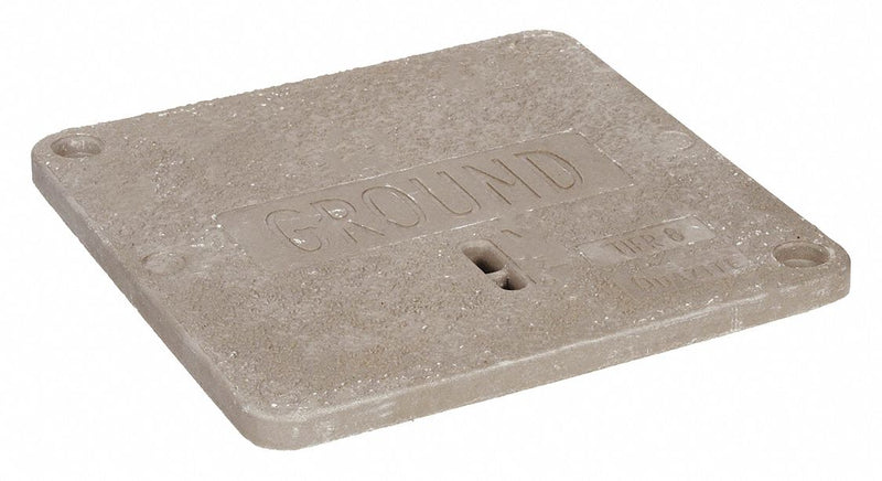 Quazite PC1212CA0024 Underground Enclosure Cover, Ground Logo, 14-3/4 in x 14-3/4 in, Polymer Concrete, 8000 lb