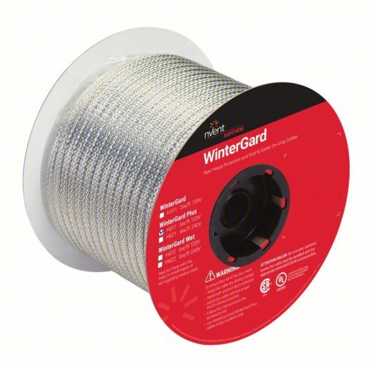 Raychem 735039-000 Electric Heating Cable For Indoor Only, 250 ft Cable Lg, 120V AC, 6 W Watts per Foot @ 40F
