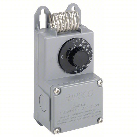 Peco TF115-001 Line Volt Mechanical Tstat Heat or Cool, Plastic, 40° to 110°F, 3°F, Hydraulic Air Coil