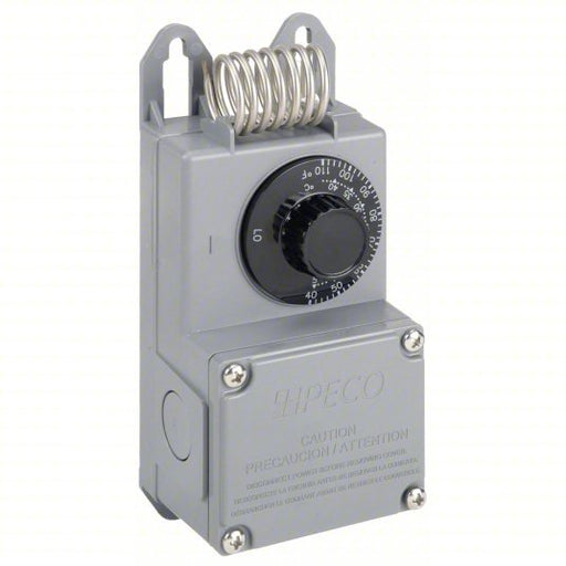 Peco TF115-001 Line Volt Mechanical Tstat Heat or Cool, Plastic, 40° to 110°F, 3°F, Hydraulic Air Coil