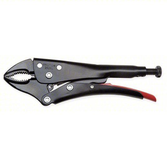 Proto J290XL Locking Plier Curved, Lever, 1 21/32 in Max Jaw Opening, 7 1/2 in Overall Lg, 1 1/4 in Jaw Lg