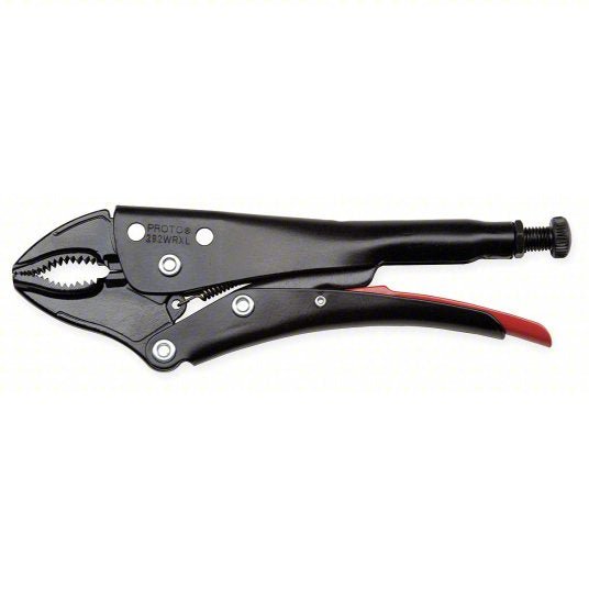 Proto J293WRXL Locking Plier Curved, Lever, 1 1/4 in Max Jaw Opening, 5 5/8 in Overall Lg, 7/8 in Jaw Lg