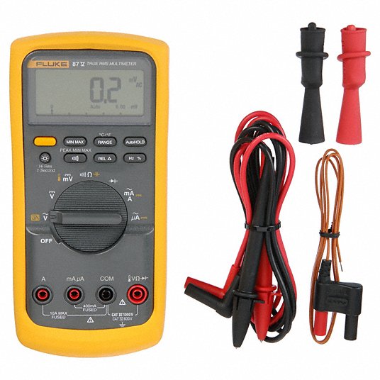 Fluke-87-V Digital Multimeter TRMS, CAT III 1000V/CAT IV 600V, 1,000 V Max AC Volt Measurement