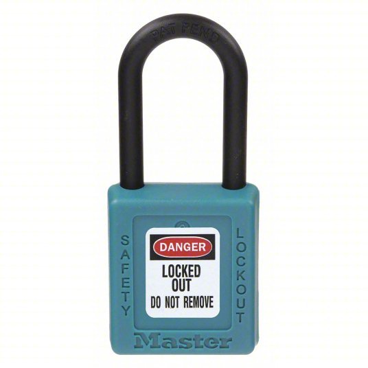 Master Lock 406TEAL Lockout Padlock Keyed Different, Thermoplastic, Std Body, Plastic, Teal