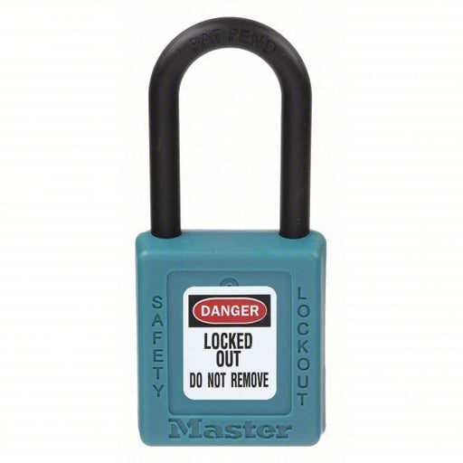Master Lock 406TEAL Lockout Padlock Keyed Different, Thermoplastic, Std Body, Plastic, Teal