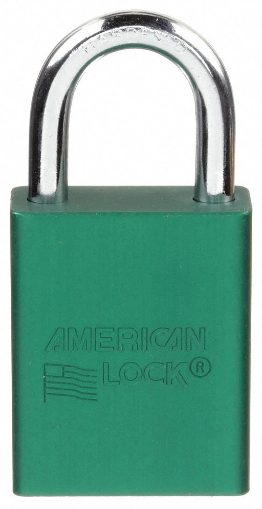 American Lock A1105GRN Lockout Padlock, Keyed Different, Aluminum, Green, 1 in Shackle