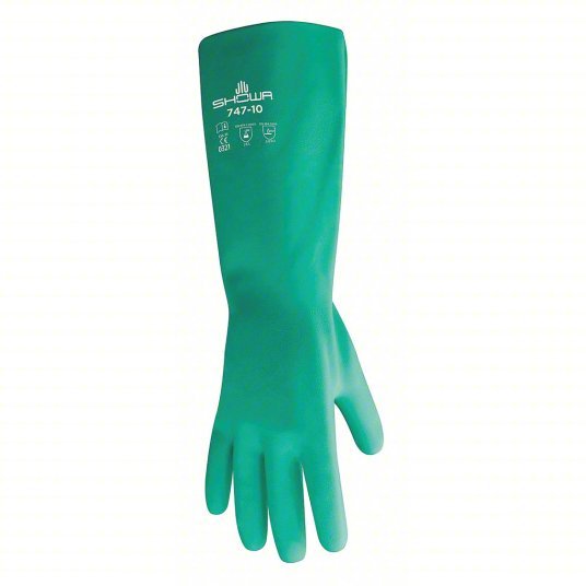 Showa 747-10 19" Chemical Resistant Gloves, Nitrile, 10, 1 PR