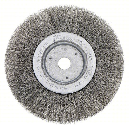 Weiler 93393 Wire Wheel Brush Crimped Stainless Steel, 6 in Dia x 3/4 in Wd, 5/8 in to 1/2 in Arbor