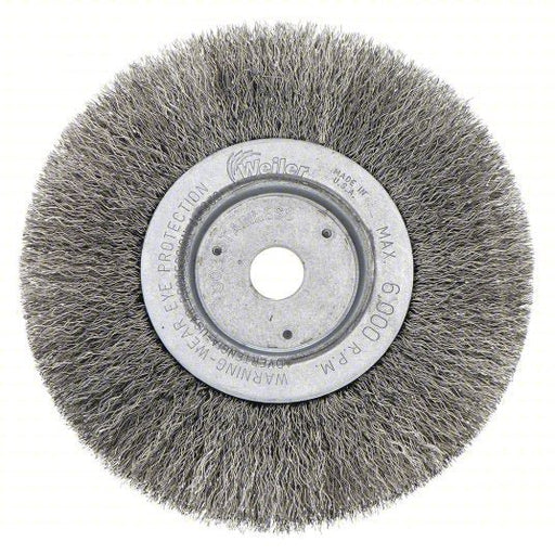 Weiler 93393 Wire Wheel Brush Crimped Stainless Steel, 6 in Dia x 3/4 in Wd, 5/8 in to 1/2 in Arbor