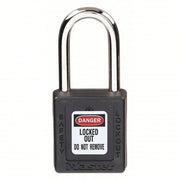 Master Lock 410BLK Lockout Padlock Keyed Different, Thermoplastic, Std Body, Metal, Black