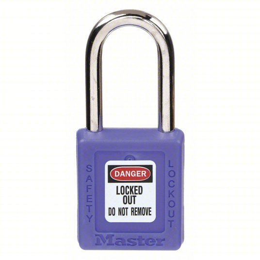 Master Lock 410BLU Lockout Padlock Keyed Different, Thermoplastic, Std Body, Metal, Blue