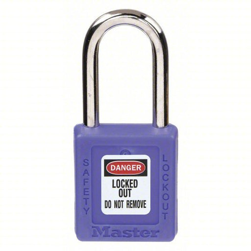 Master Lock 410BLU Lockout Padlock Keyed Different, Thermoplastic, Std Body, Metal, Blue