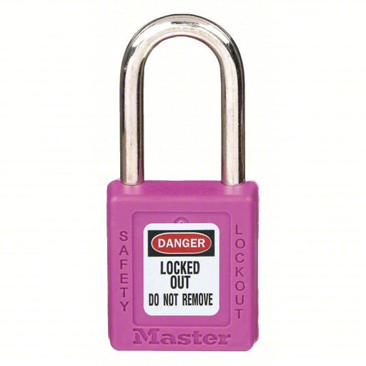 Master Lock 410PRP Lockout Padlock Keyed Different, Thermoplastic, Std Body, Metal, Purple