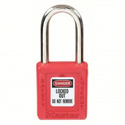 Master Lock 410RED Lockout Padlock Keyed Different, Thermoplastic, Std Body, Metal, Red